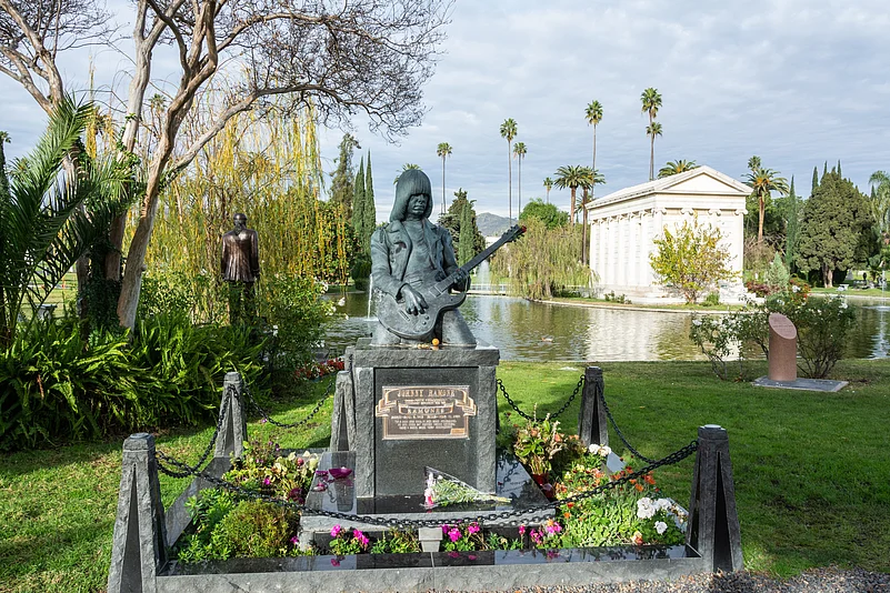 The grave of Johnny Ramone at the Hollywood Forever Cemetery