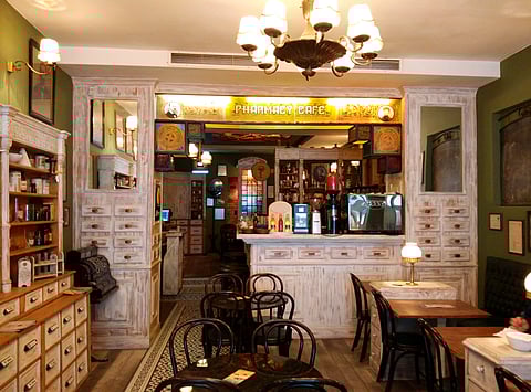 The Pharmacy Café, one of Brașov's most popular cafés. It is famous for its peculiar structure as the whole café is dedicated to the pharmacy