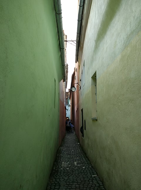 Strada Sforii (Rope Street) is one of the narrowest streets in Europe. It measures only about 1.3 metres (4.3 feet) wide