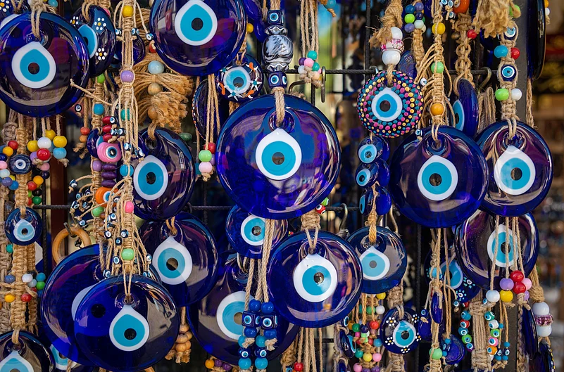 Türkiye’s nazar boncuğu is a round blue amulet or bead made of glass