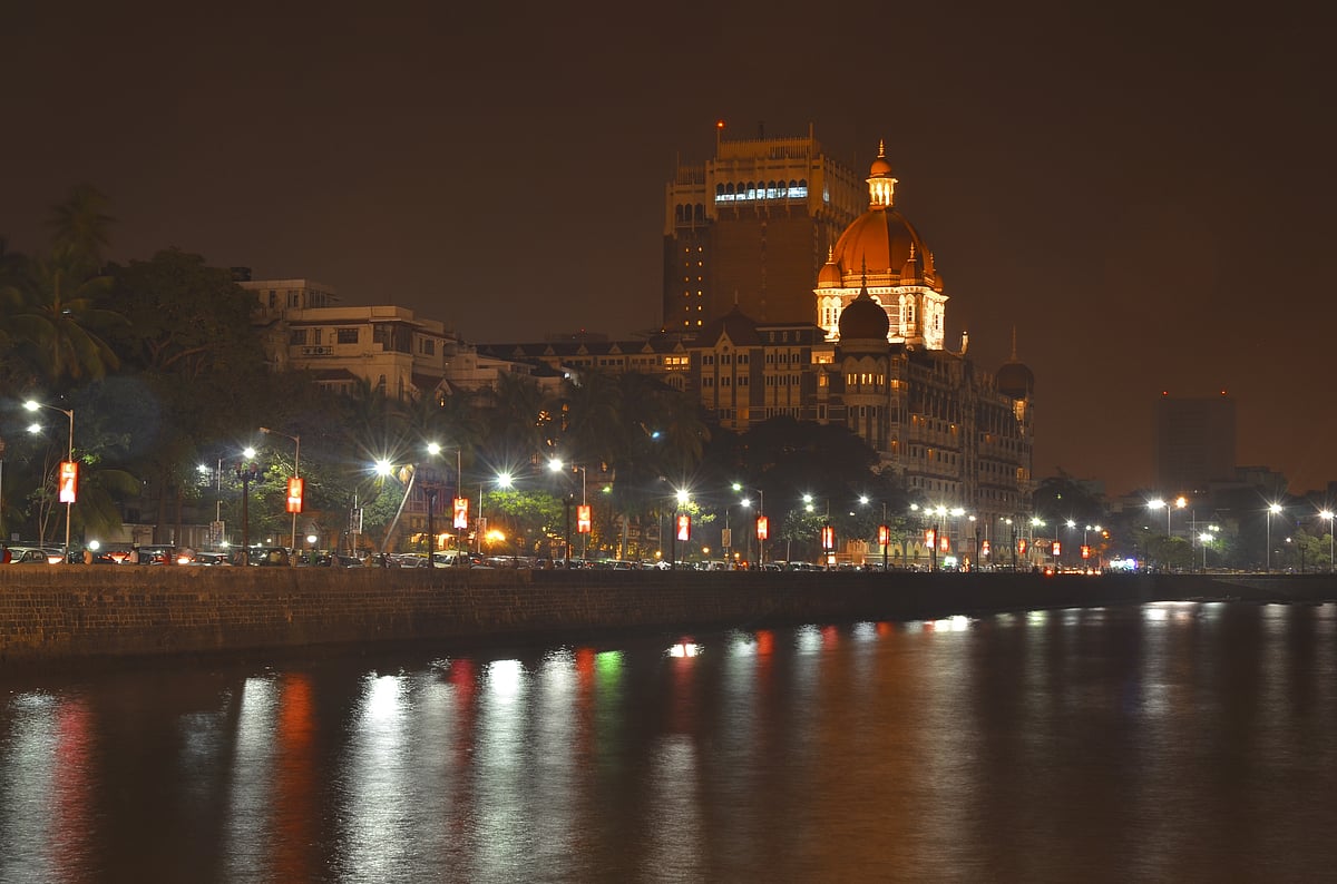 Pete Burana/Shutterstock : The Taj Mahal Palace hotel at night