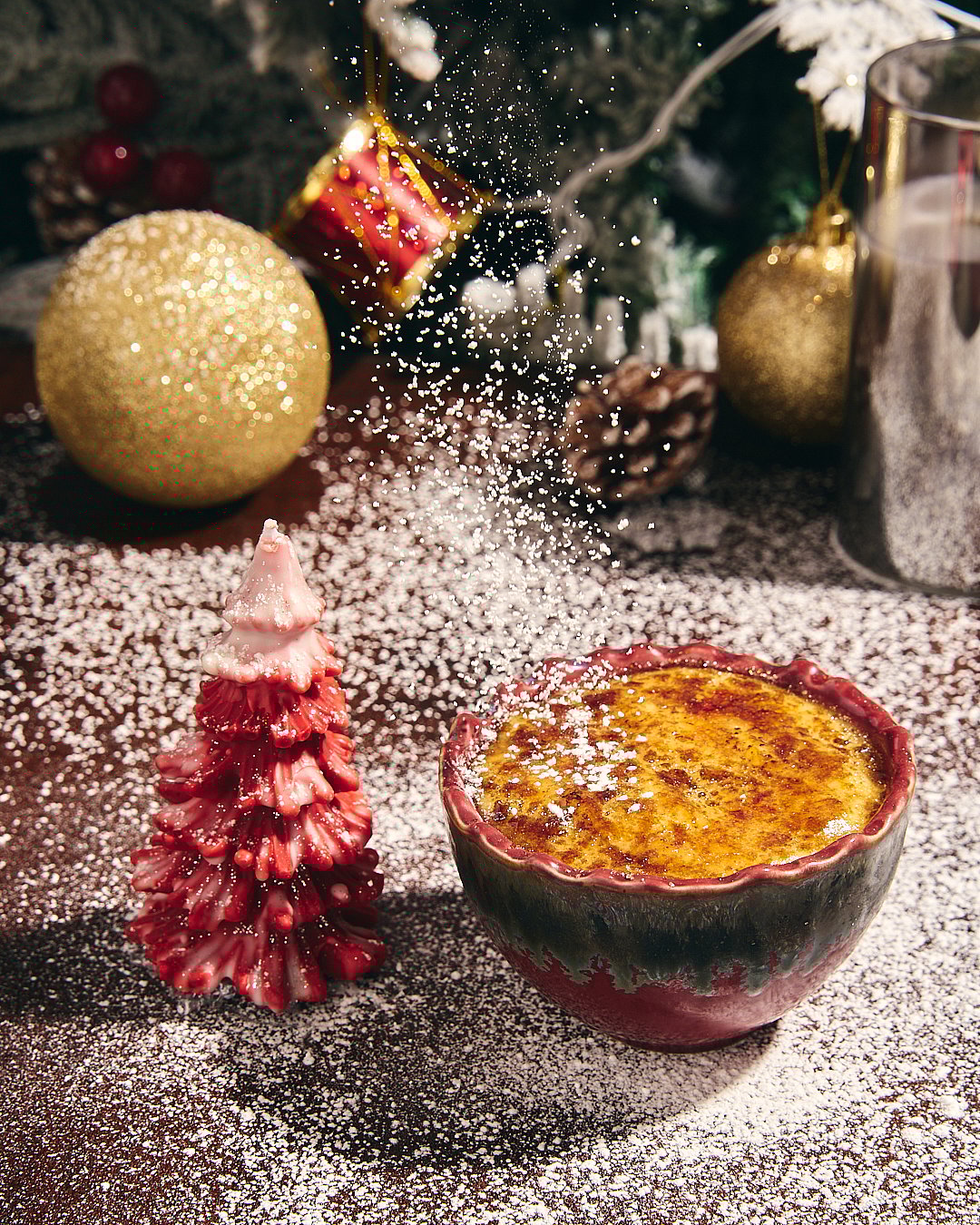 The luscious and creamy crème brûlée with strawberries is part of Luvs Christmas menu