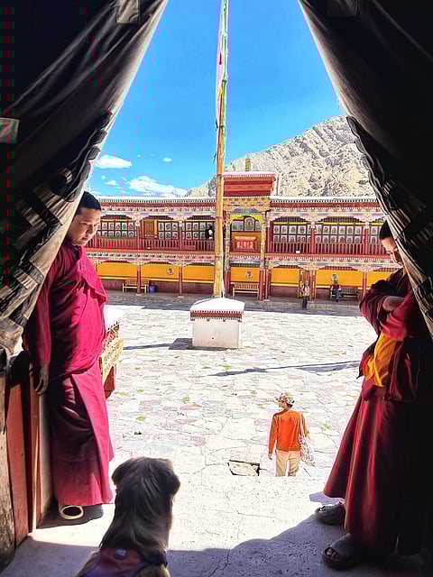 Theia at the main temple in Hemis