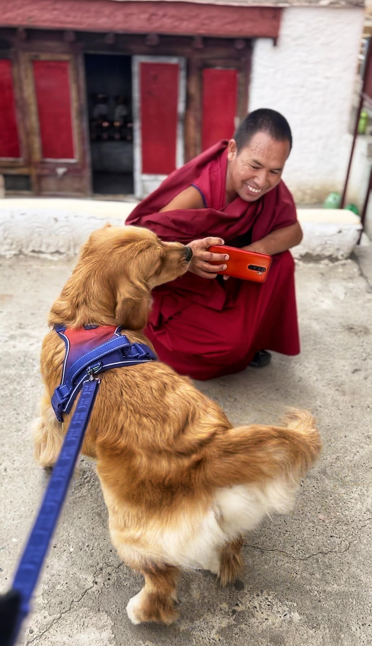 Theia is the centre of attention with the Lamajis at Thiksey