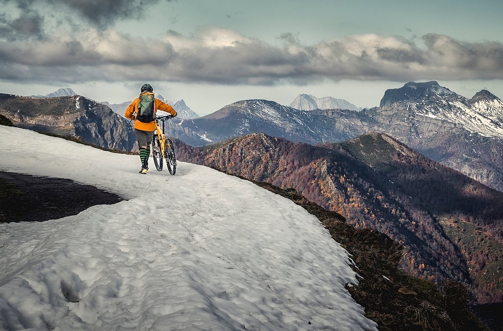 Go biking on the snowy trails of Posada de Valdeon in Picos de
Europa National Park