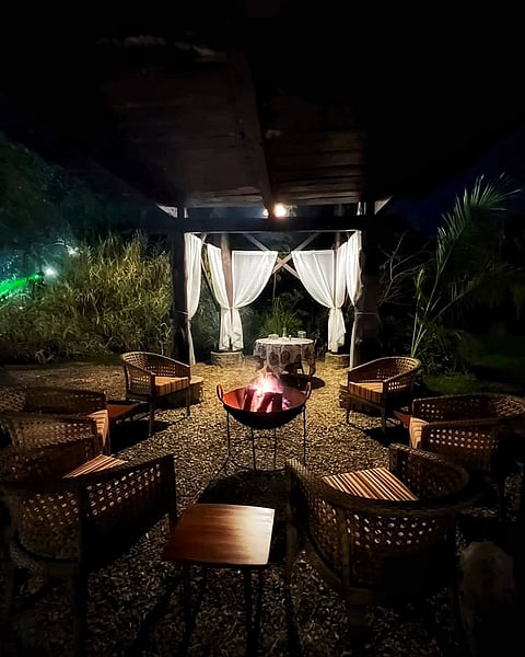 Bonfire at Jaagir Manor in Dudhwa National Park