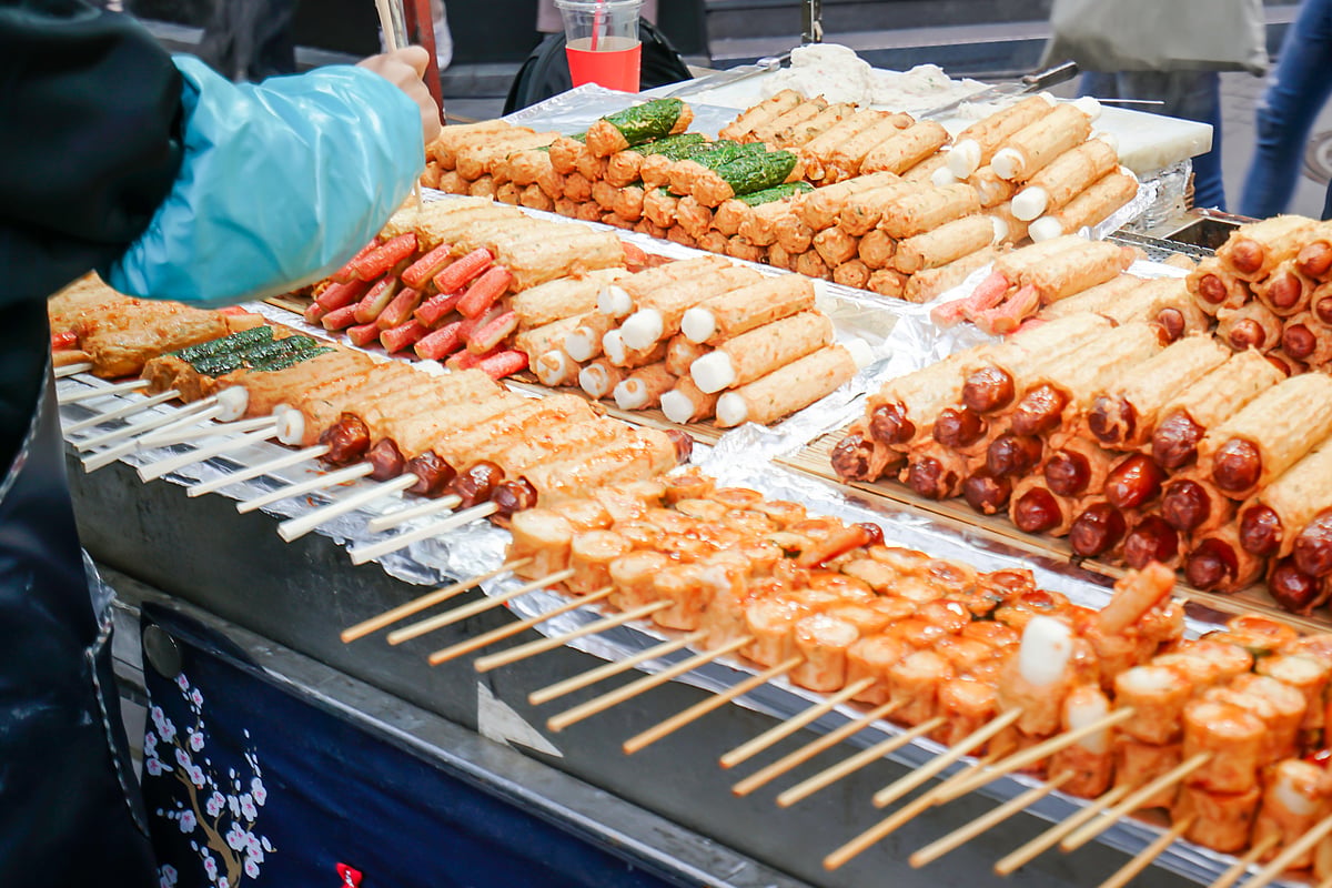 Eomuk is a type of fish cake sold in South Korea