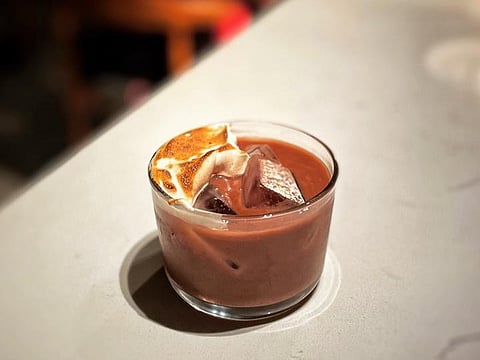 The “Open Fire” by Toast Pasta Bar is a rich concoction of brown butter-washed whiskey, homemade dark chocolate liqueur and torched marshmallow fluff