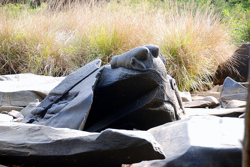 Shiva lingas carved into the rocks along the Shalmala River