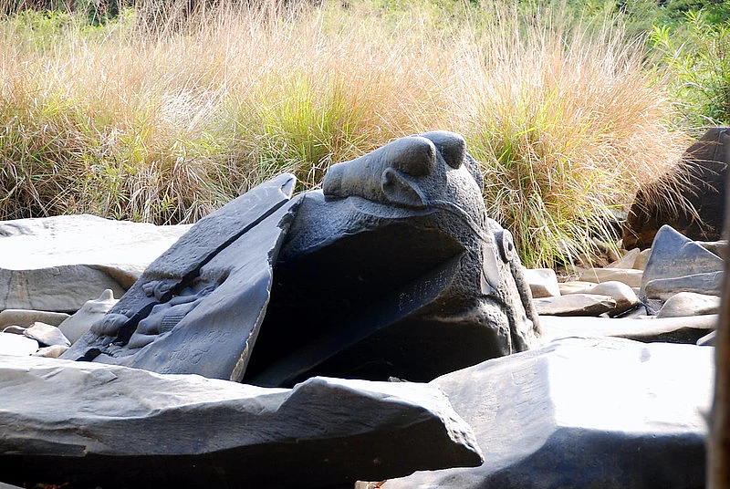 Shiva lingas carved into the rocks along the Shalmala River