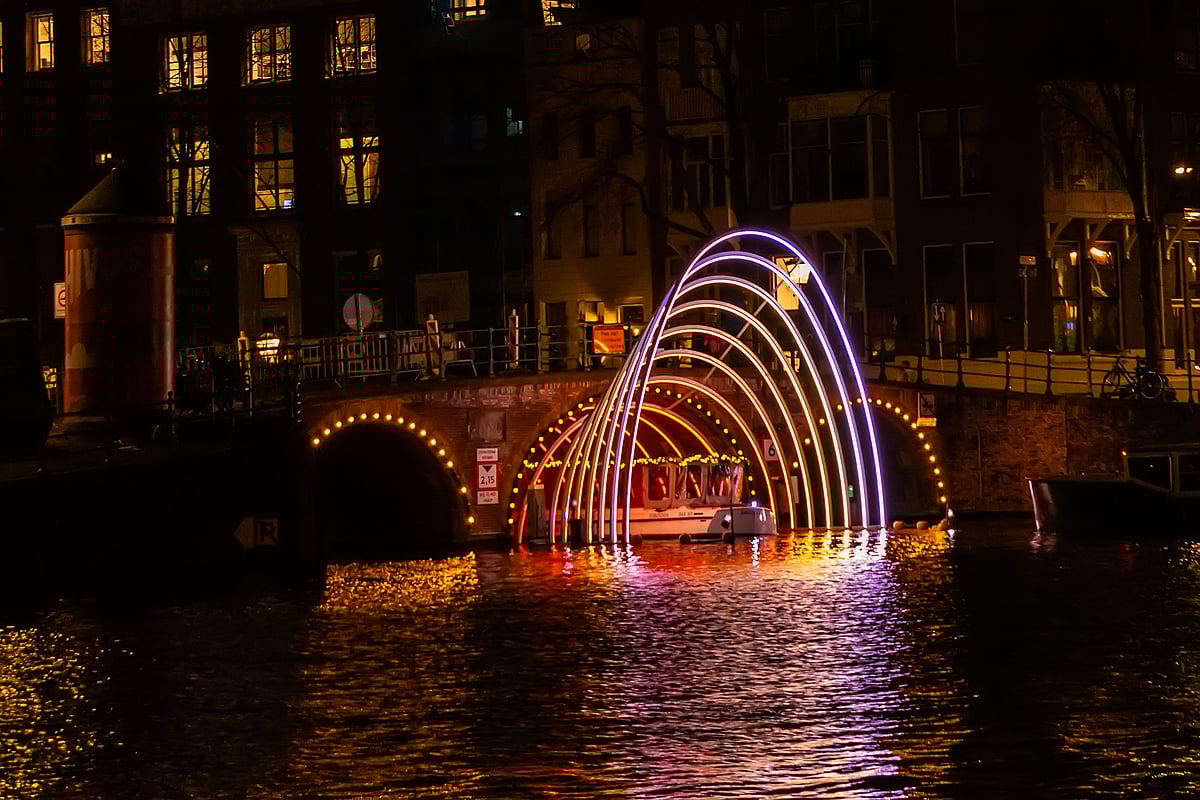 A display at the Herengracht canal for the 13th Amsterdam Light Festival