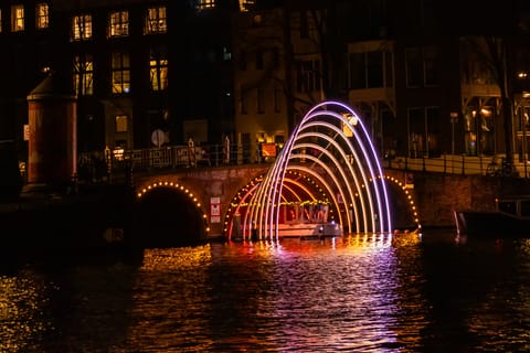 A display at the Herengracht canal for the 13th Amsterdam Light Festival