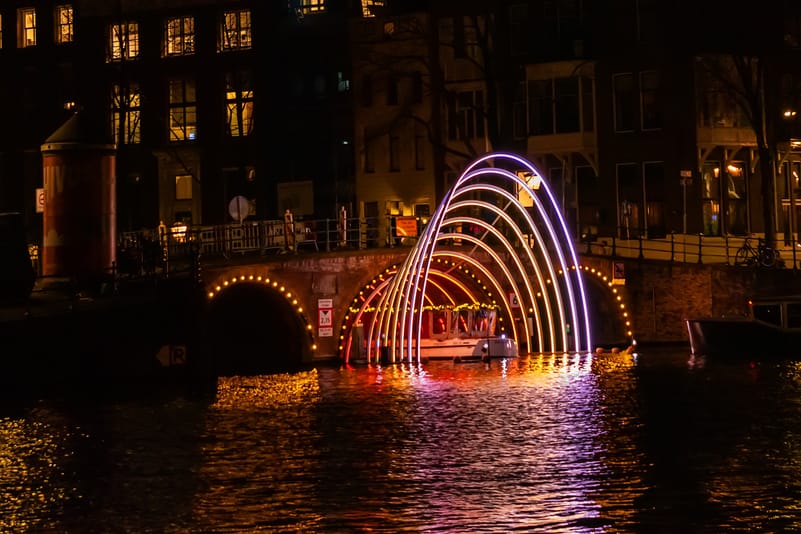 A display at the Herengracht canal for the 13th Amsterdam Light Festival