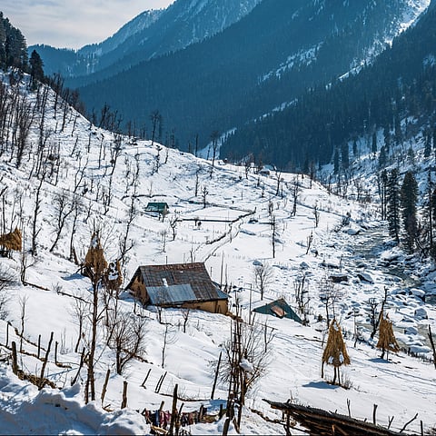 A view of snow-capped Aru Valley