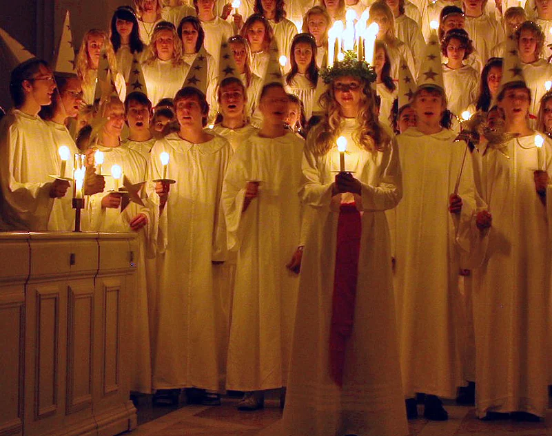 Congregation at a Church on solstice in Sweden