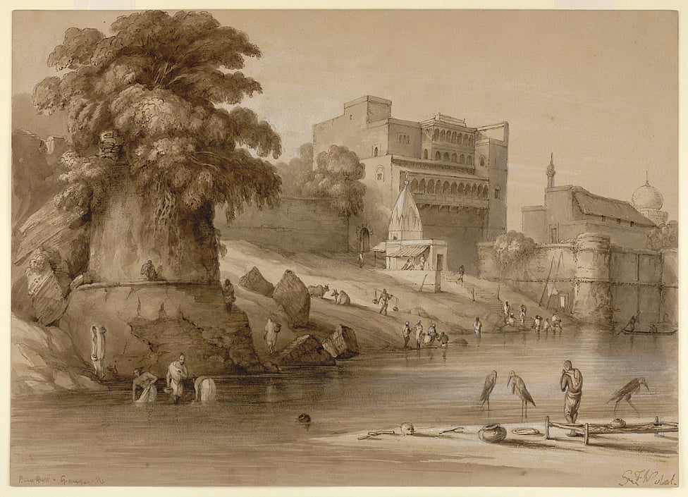 An early painting depicting the Buxar Fort