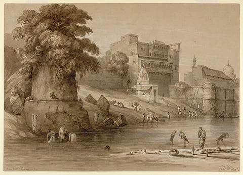 An early painting depicting the Buxar Fort