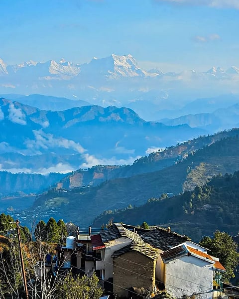 The peaks of Chukhamba from Khirsu