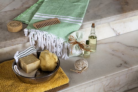 A peshtemal (towel) and other necessities for a trip to the hammam