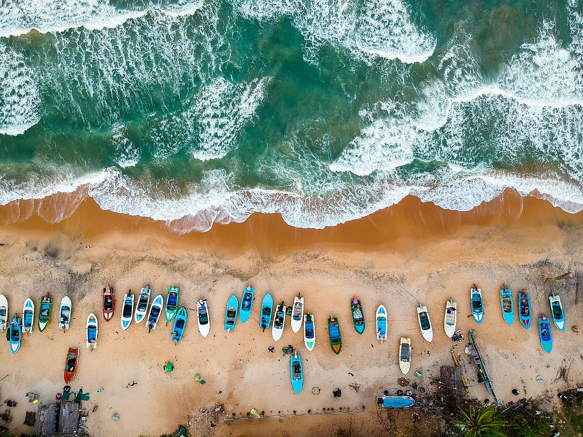 Aerial view of a beach at Arugam Bay