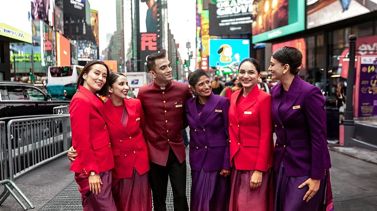 Air India's cabin crew at Times Square New York - Air India