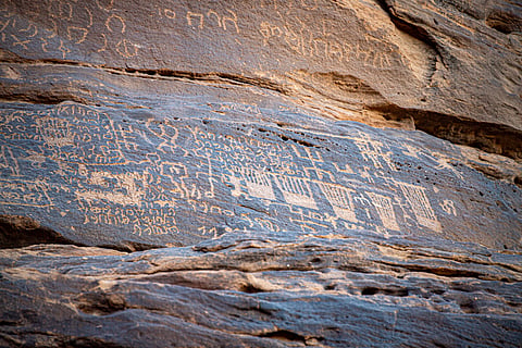 Jabal Ikmah is famous for its rock art with thousands of pre-Arabic inscriptions and drawings
