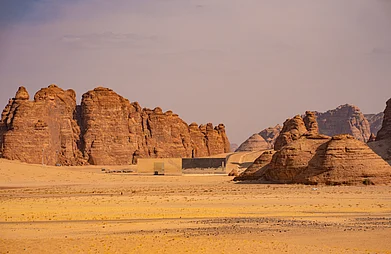 Shutterstock : Maraya in AlUla is a mirrored building in the middle of a desert