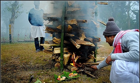 During Magh Bihu, makeshift huts host lavish feasts before being ceremonially burned