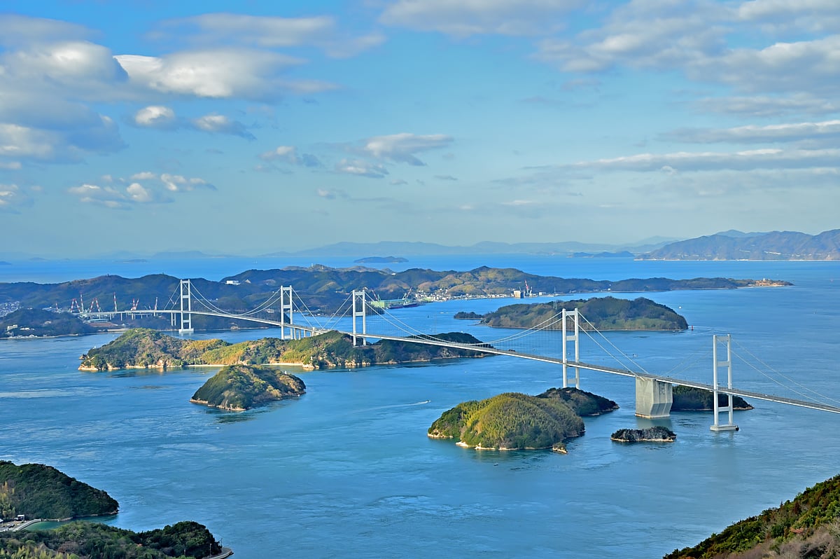 The Kurushima Kaikyō Bridge is part of the Shimanami Kaidō
