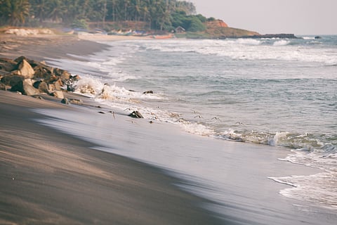 Black sand beach in Varkala