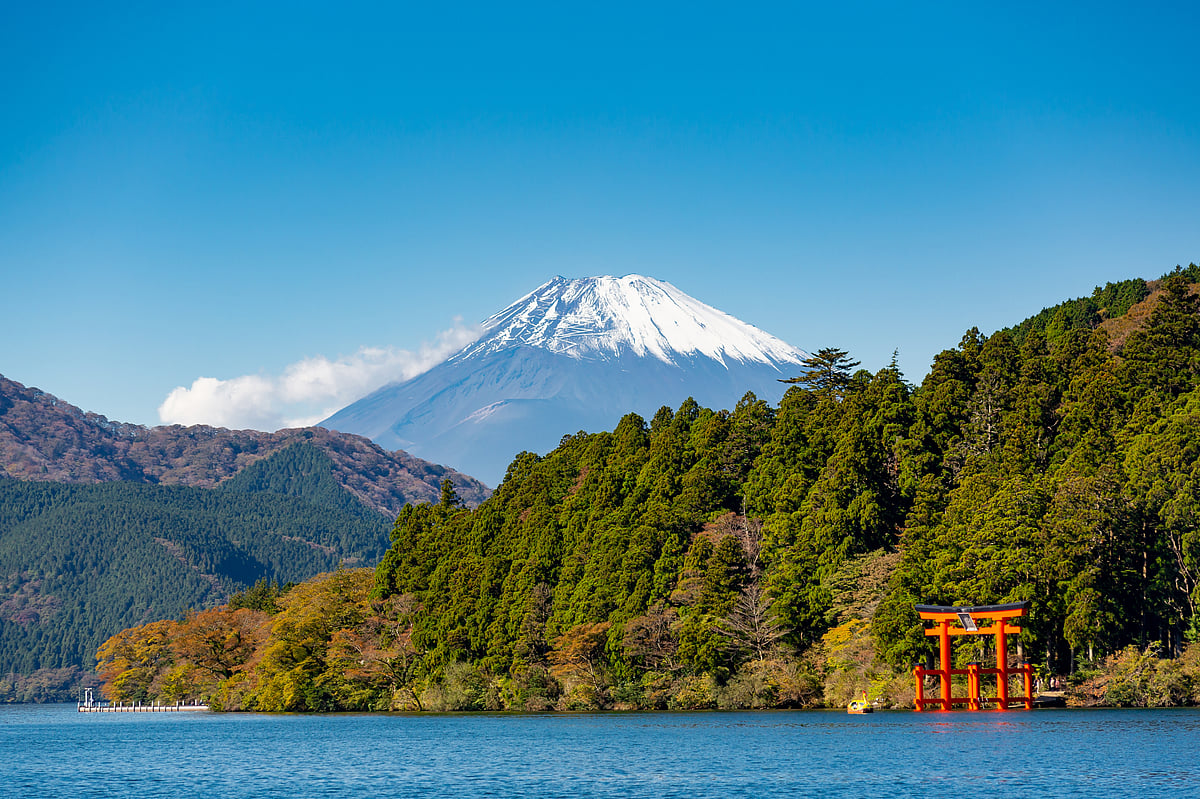 Mount Fuji as seen from Lake Ashi in Hakone