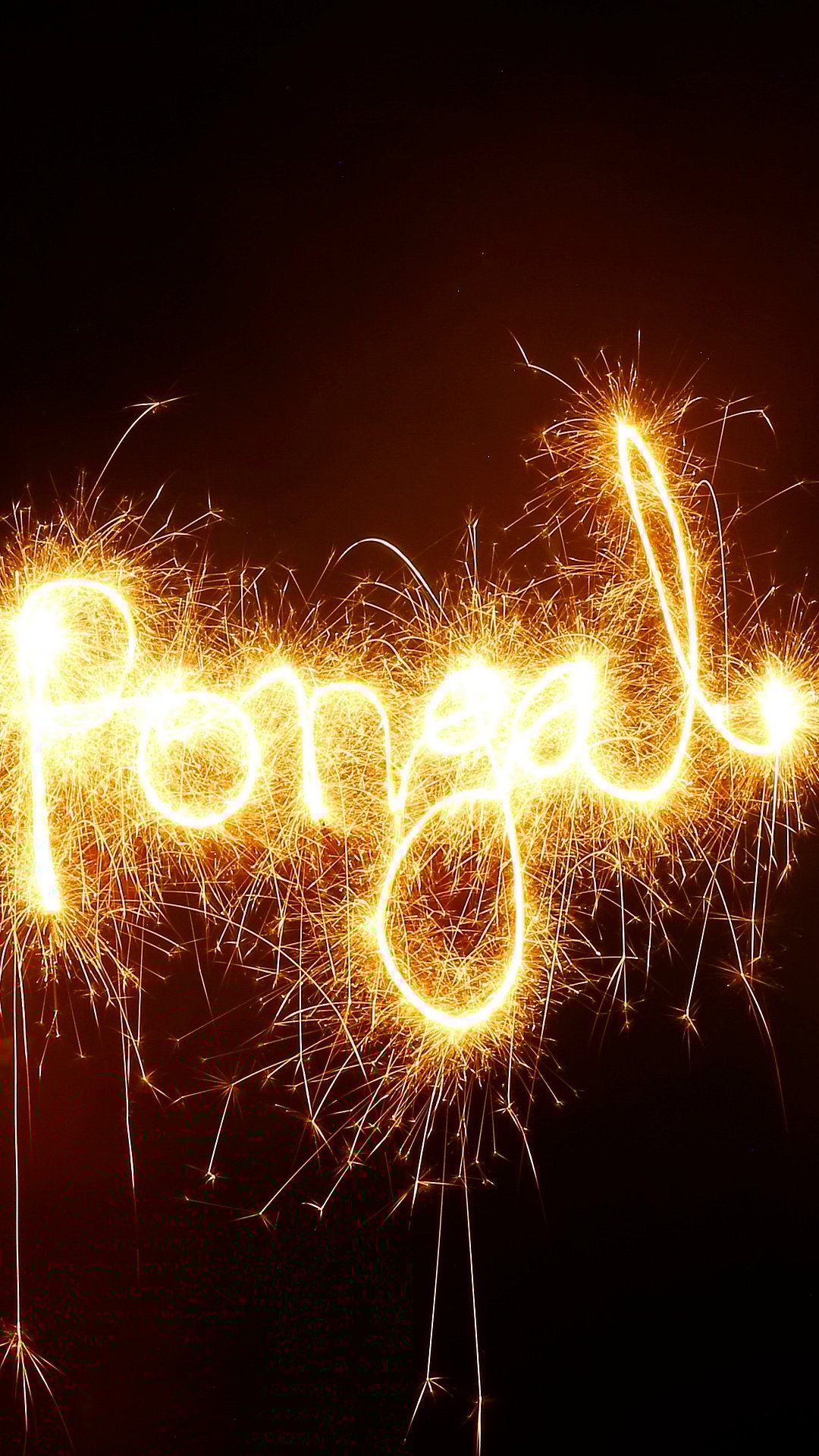 The word "Pongal" made by sparklers