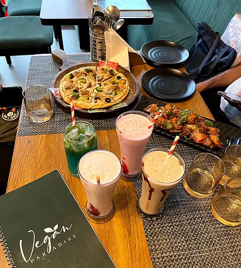 A platter of food from the Loving Hut