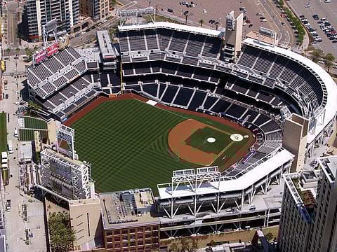An aerial view of Petco Park