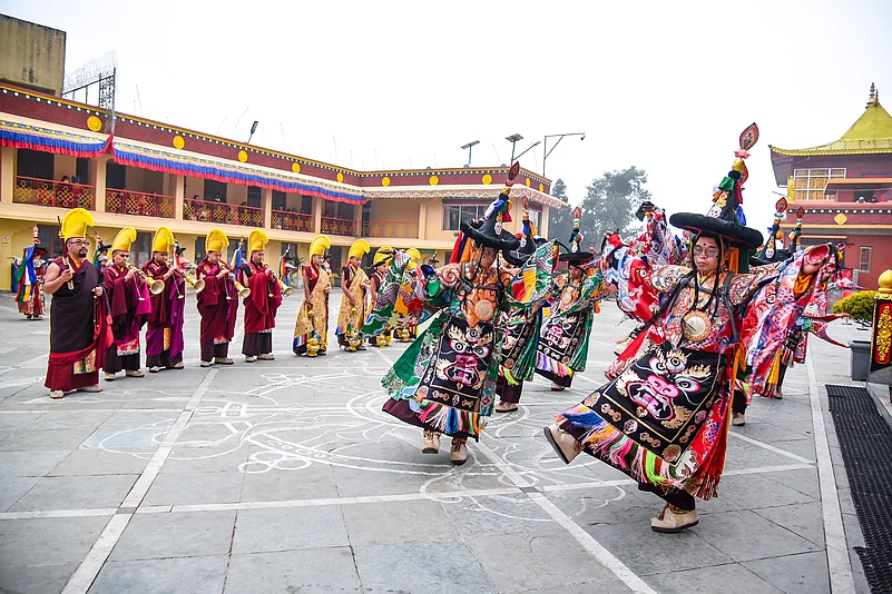 The Cham Dance is typically performed during Losar, the Tibetan New Year celebration, and on other special Buddhist occasions