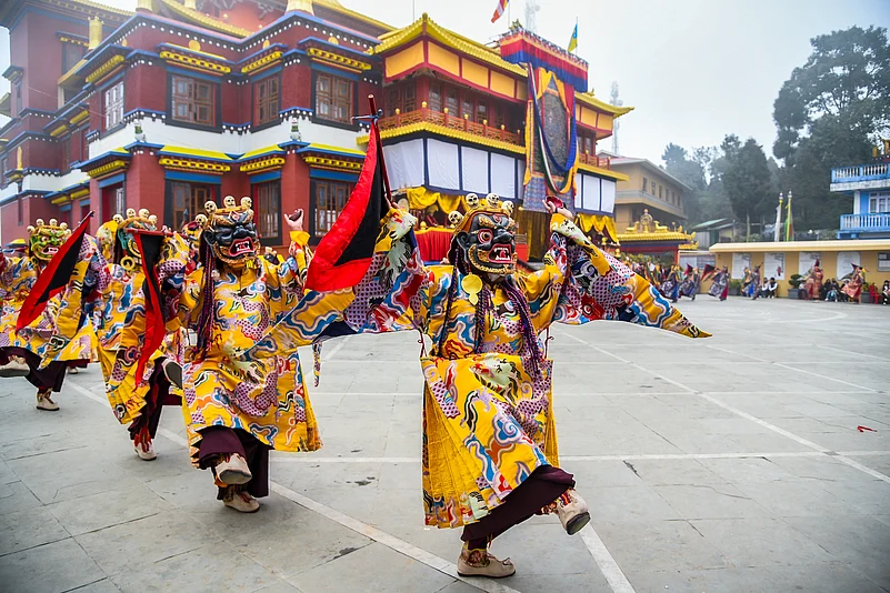 Cham Dance performances often take place in monasteries and are meant to bring blessings and peace upon the audience
