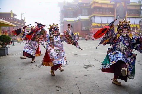 The Cham Dance depicts the battle between good and evil and the ritualised destruction of evil