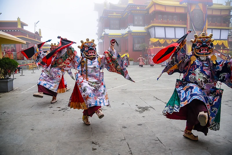 The Cham Dance depicts the battle between good and evil and the ritualised destruction of evil