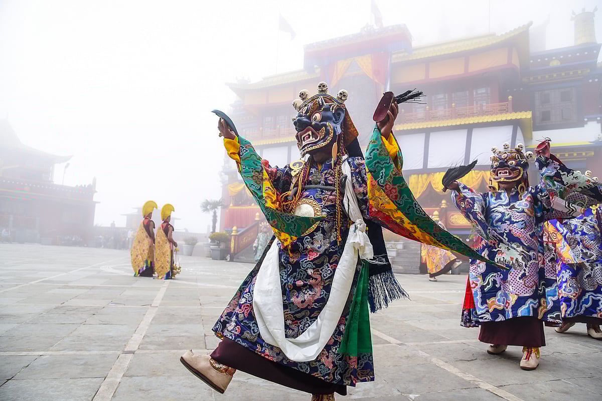 Chams often depict incidents from the life of Padmasambhava, the 9th-century Nyingmapa teacher, and other saints