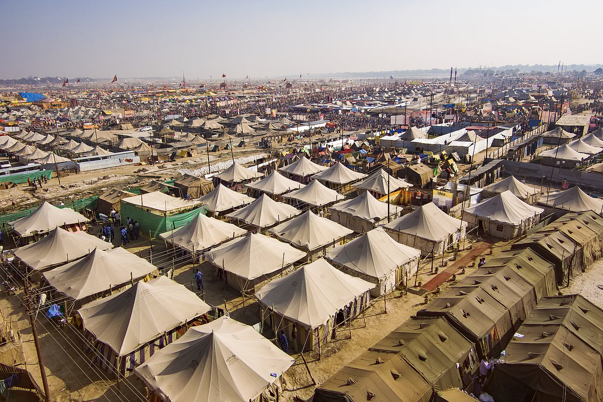 A tent city at Maha Kumbh