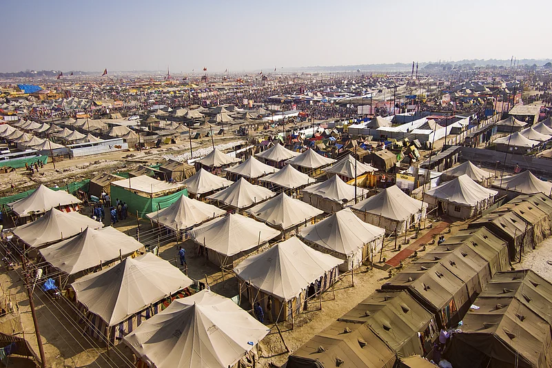 A tent city at Maha Kumbh
