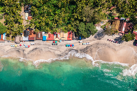 Aerial view of a beach in Candidasa