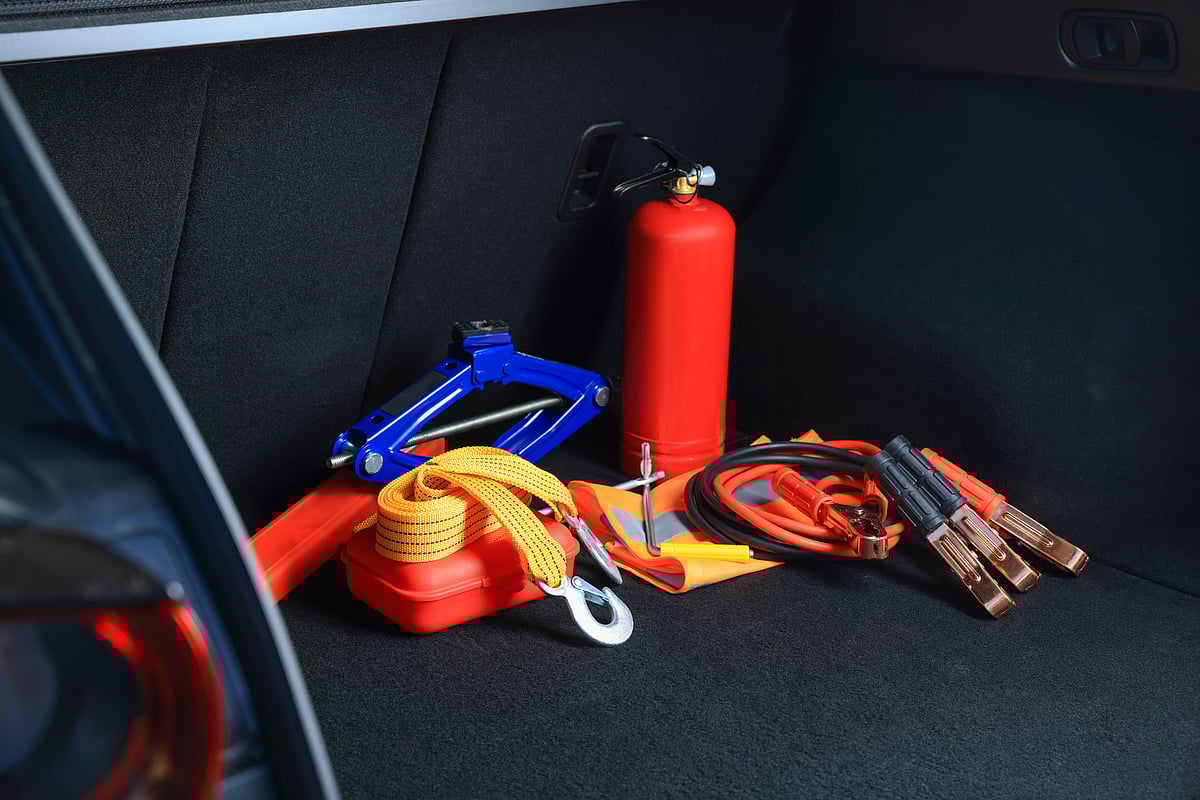 Some of the essential tools of a roadside emergency kit