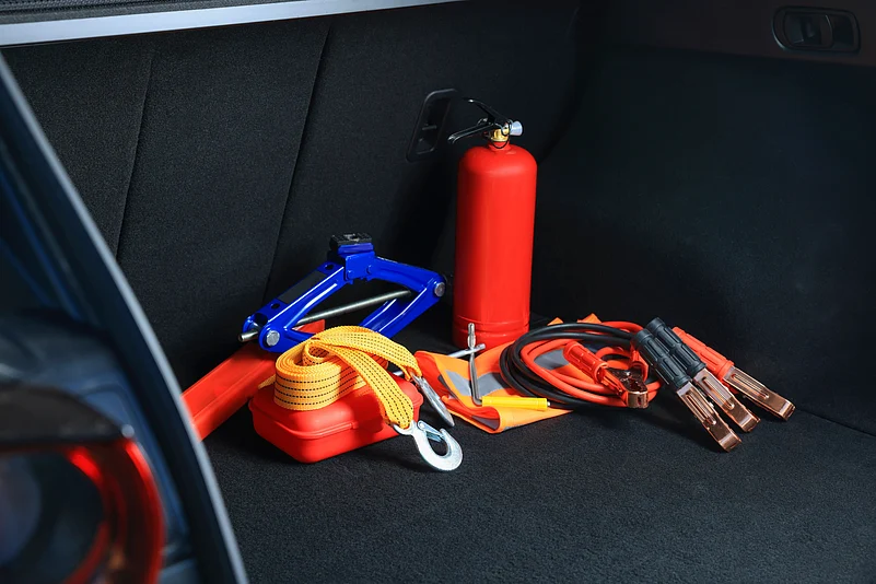 Some of the essential tools of a roadside emergency kit