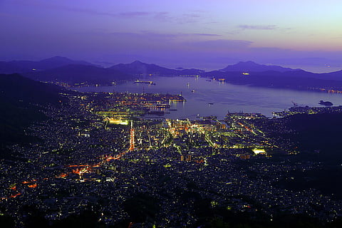 Hiroshima at night from Haigamine