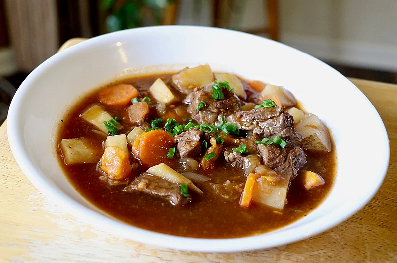 A plate of hearty Irish beef stew