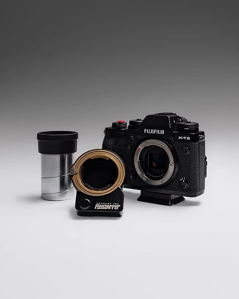 A Leitz projector lens, an XT3 and a Fotodioxpro pronto adapter