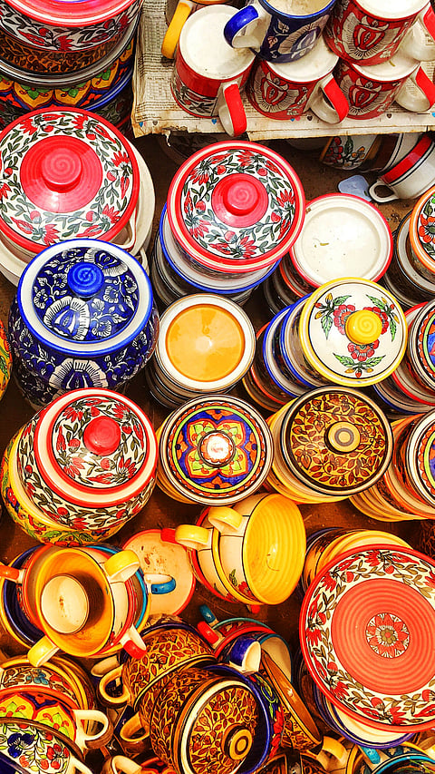 Ceramics at a market in Jaipur