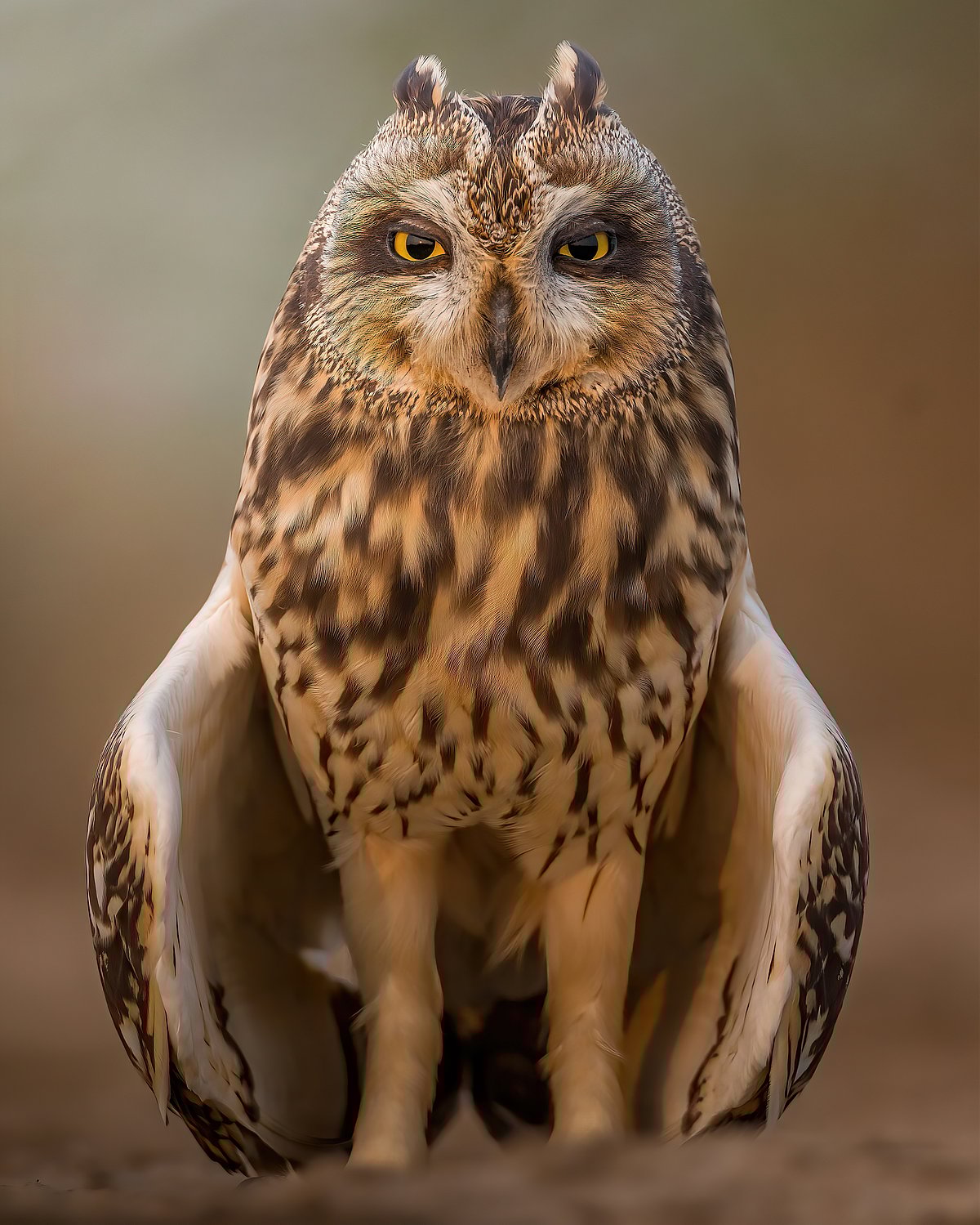 Shutterstock : A short-eared owl in the Little Rann of Kutch, Gujarat