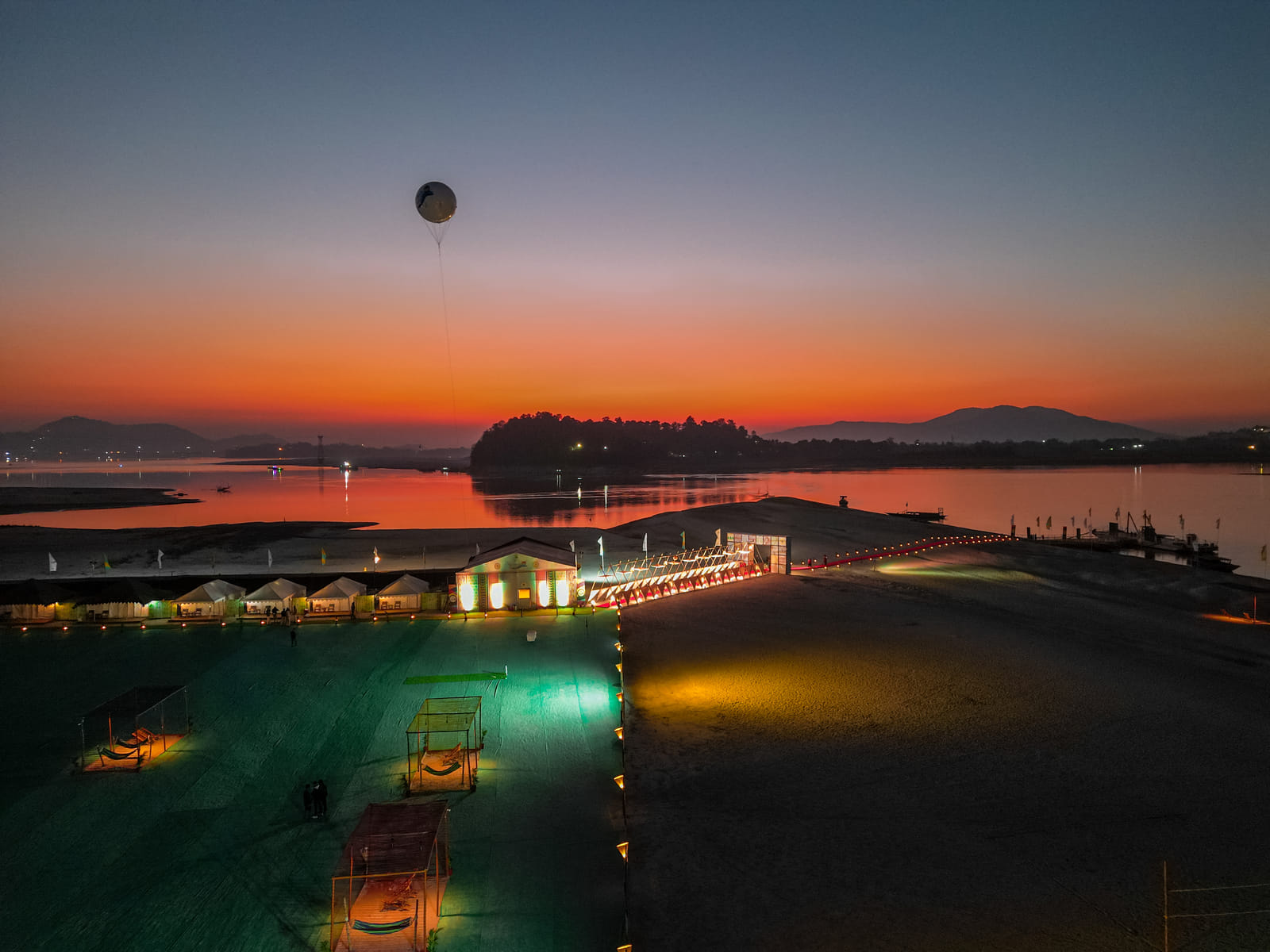 Sunset on the Brahmaputra as seen from tent city